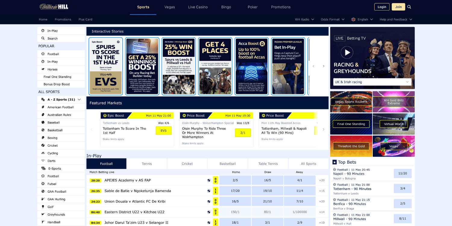 William Hill non GamStop bookmaker betting markets review